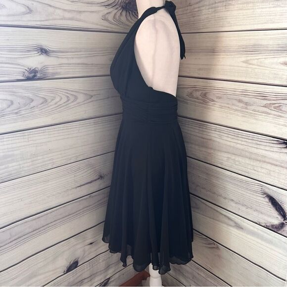 Chicas Vintage Y2K 90s Black Halter V Neck Flowy Dress - Picture 9 of 11